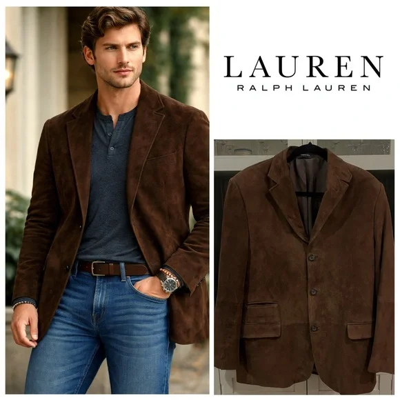 Lauren Ralph Lauren Dark Brown Suede Sport Coat Blazer - Picture 1 of 10
